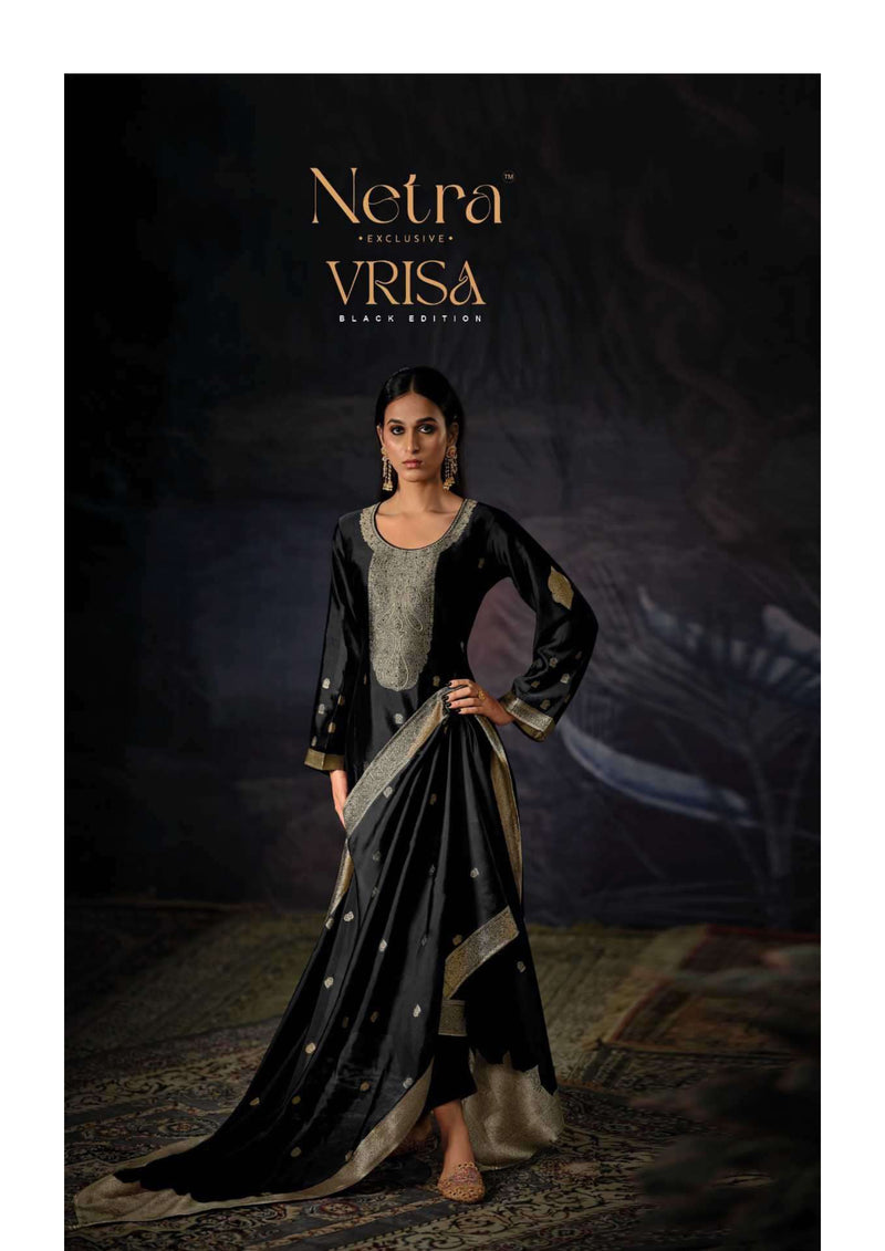 Netra Black Edition Muslin Jacquard Designer Party Wear Salwar Kameez