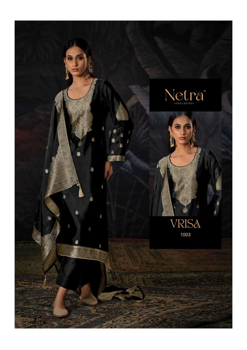 Netra Black Edition Muslin Jacquard Designer Party Wear Salwar Kameez