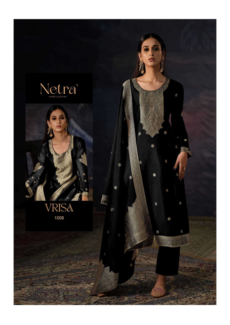 Netra Black Edition Muslin Jacquard Designer Party Wear Salwar Kameez