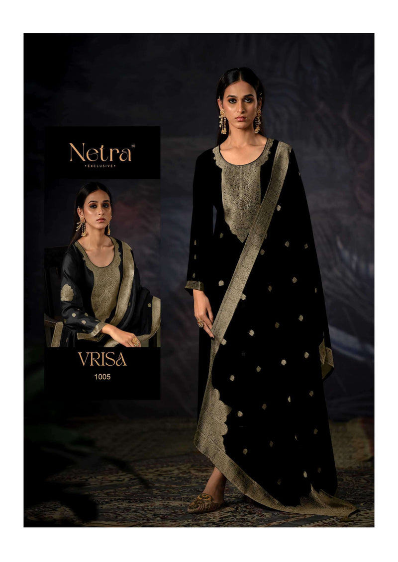 Netra Black Edition Muslin Jacquard Designer Party Wear Salwar Kameez