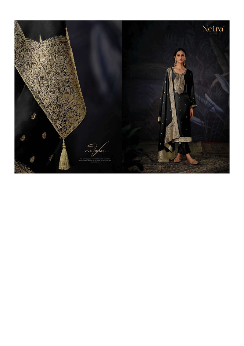 Netra Black Edition Muslin Jacquard Designer Party Wear Salwar Kameez