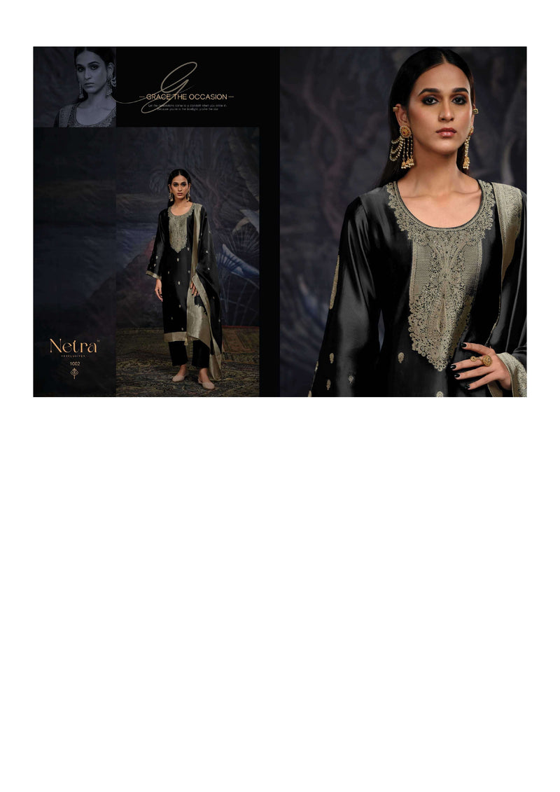 Netra Black Edition Muslin Jacquard Designer Party Wear Salwar Kameez