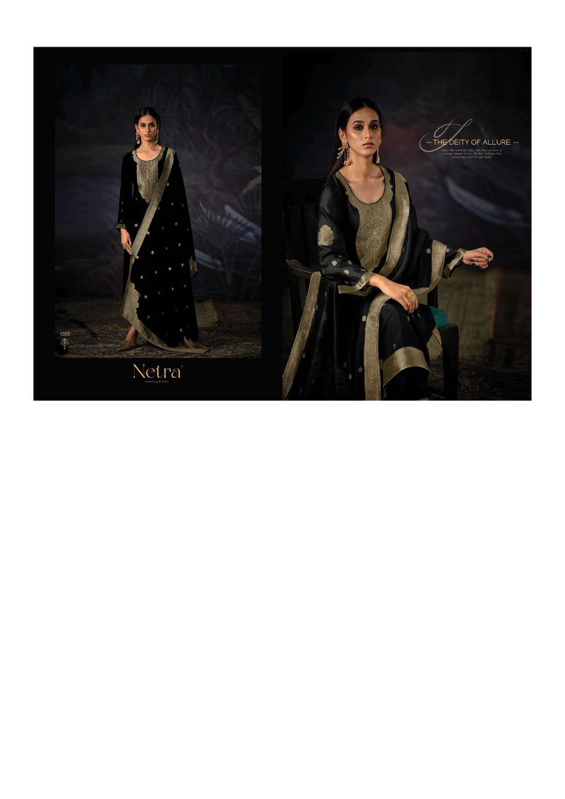 Netra Black Edition Muslin Jacquard Designer Party Wear Salwar Kameez