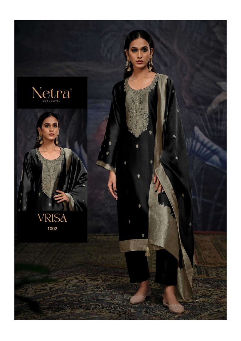 Netra Black Edition Muslin Jacquard Designer Party Wear Salwar Kameez