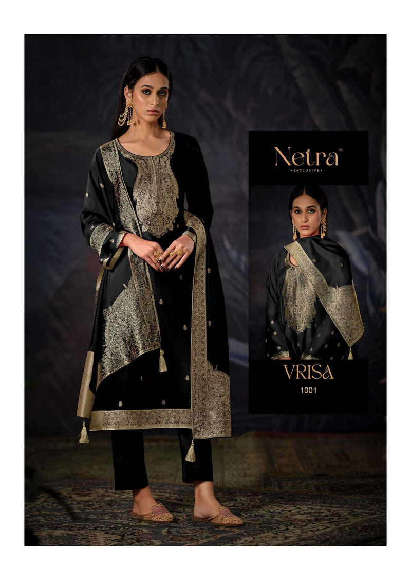 Netra Black Edition Muslin Jacquard Designer Party Wear Salwar Kameez