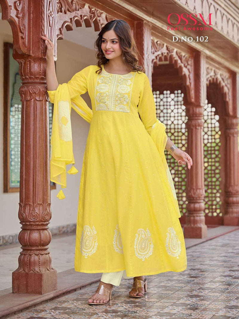 Ossm Present Gulnaaz Amazing Embroidered Work Readymade Cotton Salwar Kameez