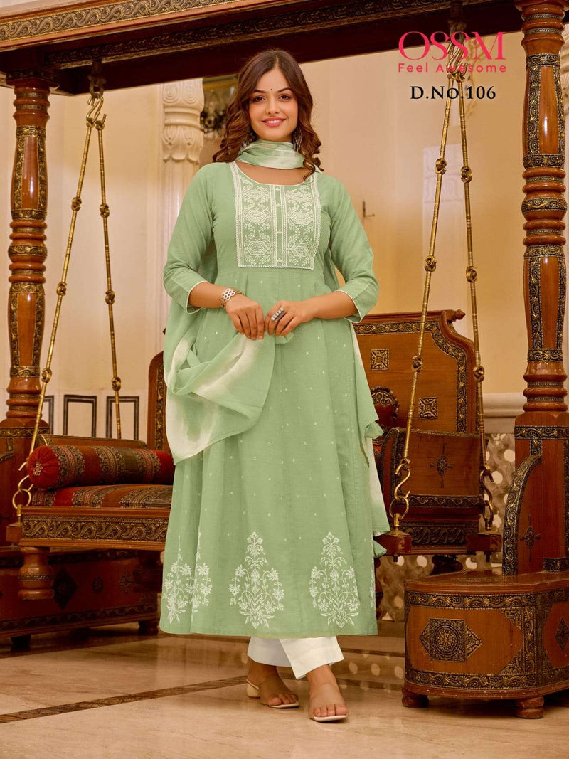 Ossm Present Gulnaaz Amazing Embroidered Work Readymade Cotton Salwar Kameez