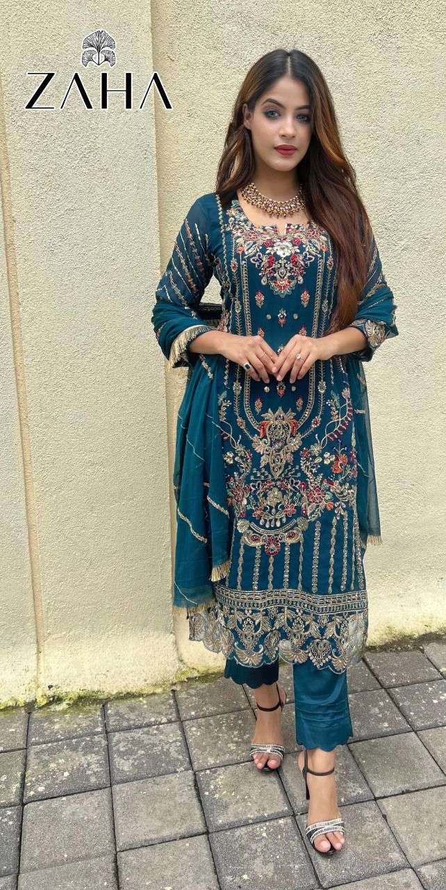 Zaha Design No 10031 Georgette Heavy Embroidered Pakistani Suit