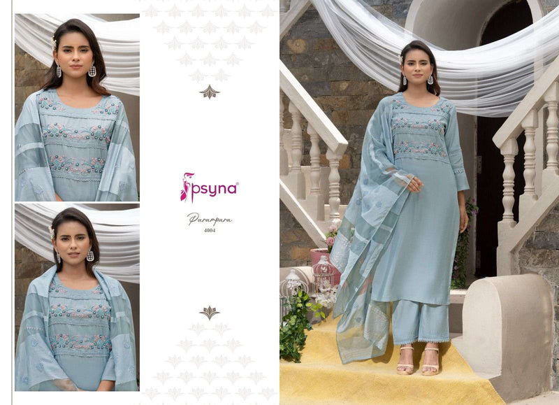 Parampara Vol 4 By Psyna Readymade Roman Silk Kurti With Pant And Dupatta