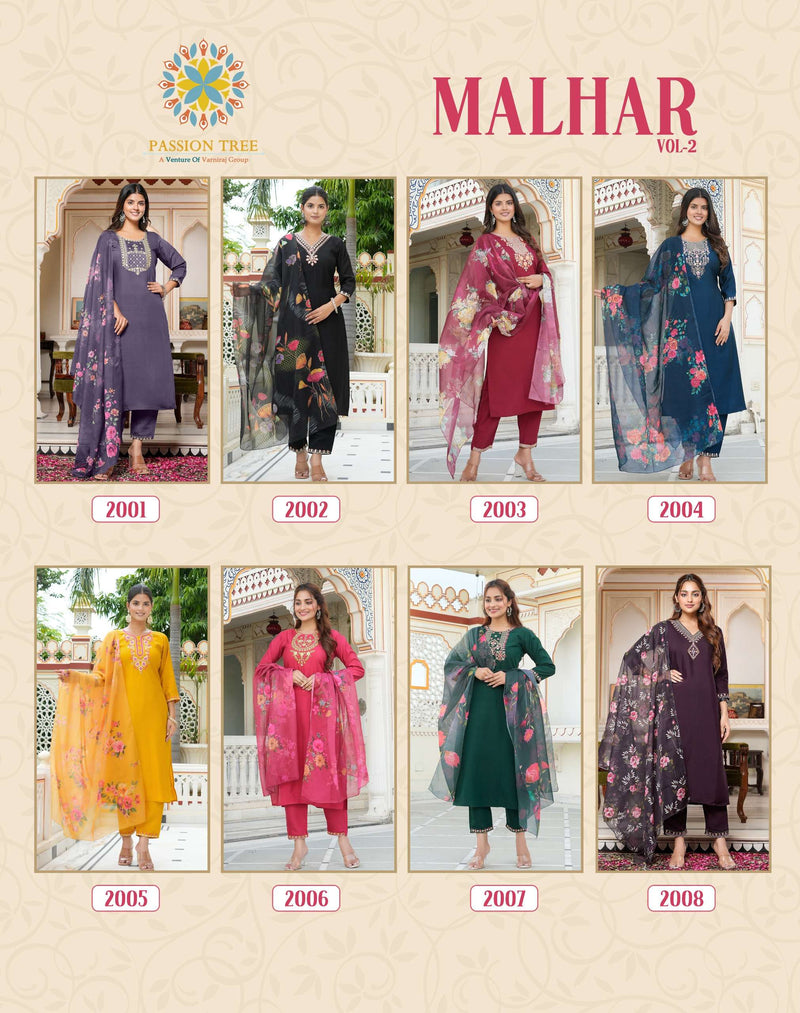 Passion Tree Malhar Vol 2 Silk Fancy Embroidery Work Kurti Pant Dupatta Set