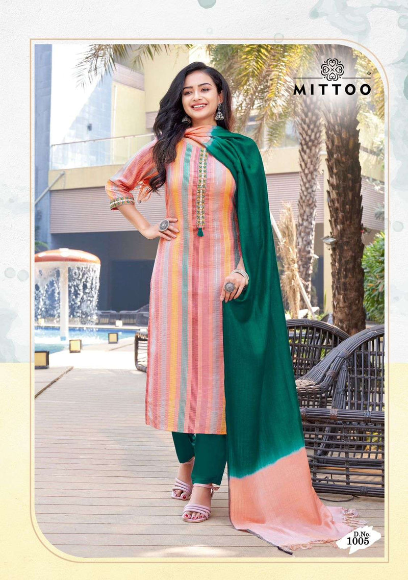 Mittoo Raashi 1001-1006 Muslin Fancy Kurti Pant Dupatta Set