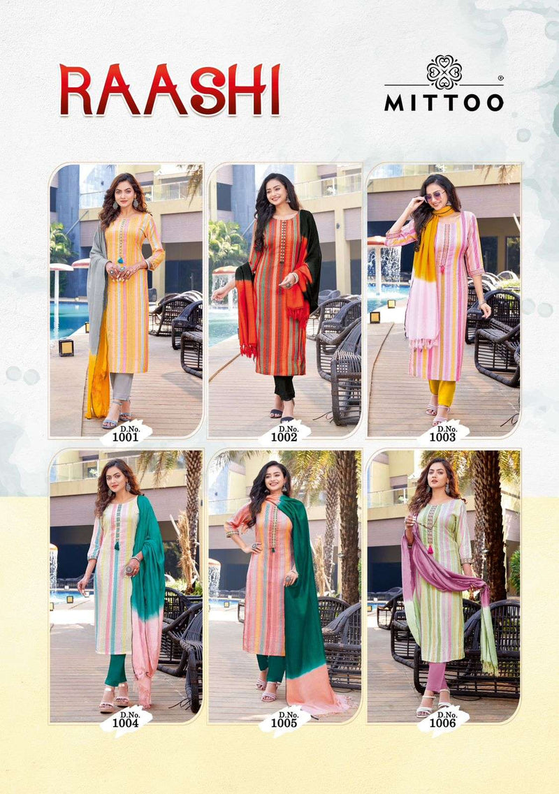 Mittoo Raashi 1001-1006 Muslin Fancy Kurti Pant Dupatta Set