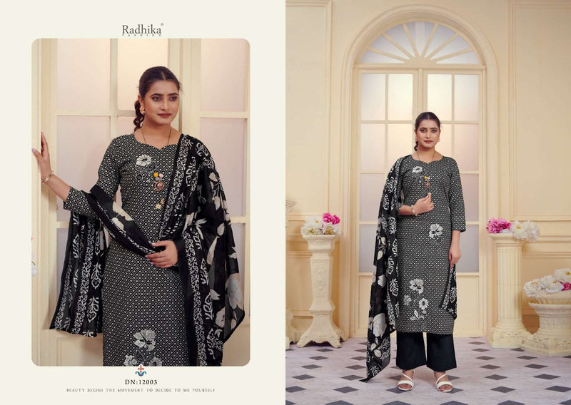 Radhika Fashion All Black Jam Cotton Designer Print Salwar Suit