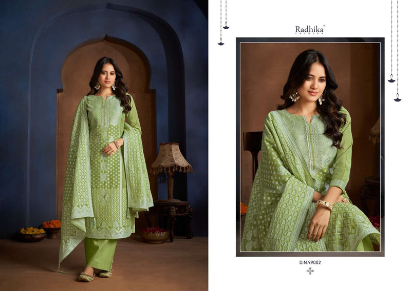 Radhika Fashion Banarashi Adah Cotton Jacqard Fancy Suit