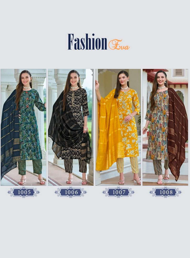 Radhika Lifestyle Fashion Eva Vol 1 Rayon Foil Print Casual Wear Top Pant Dupptta Set