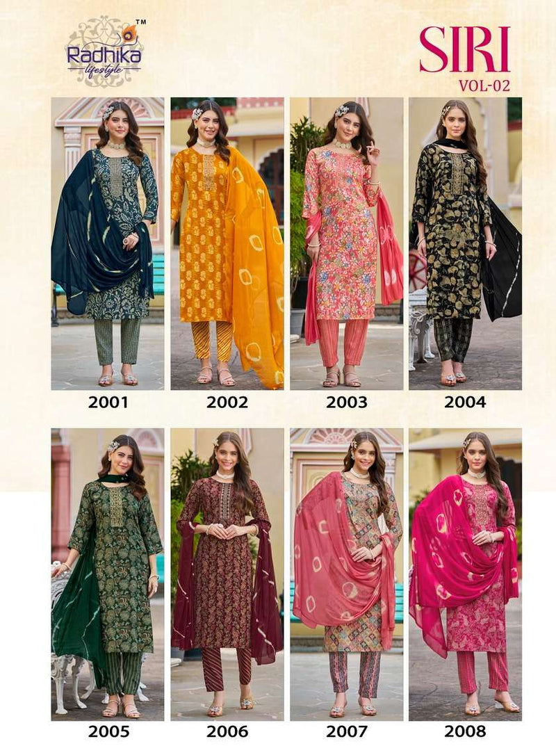 Radhika Lifestyle Siri Vol 2 Rayon Foil Print Casual Wear Kurti Pant Dupatta Set