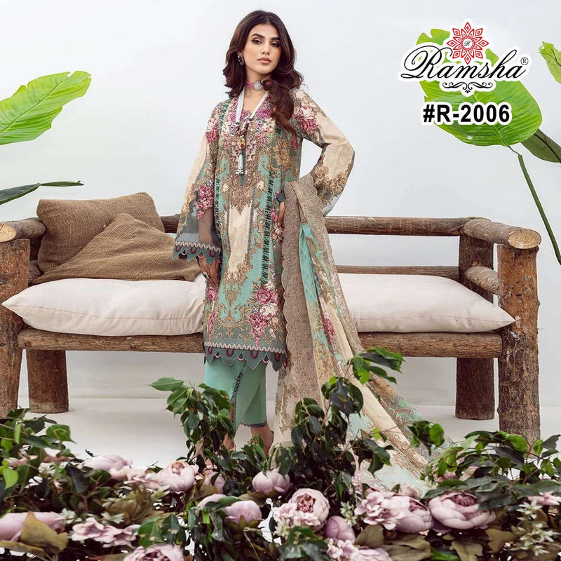 Ramsha Firdous Lawn Collection Cambric Cotton Embroidery Pret Kurti