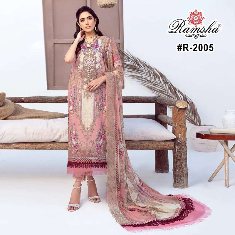 Ramsha Firdous Lawn Collection Cambric Cotton Embroidery Pret Kurti