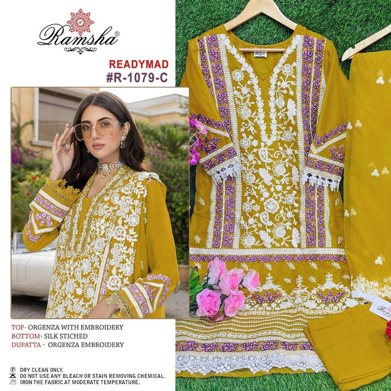 Ramsha R 1079 Organza Embroidery Party Weare Pret Suit Collection