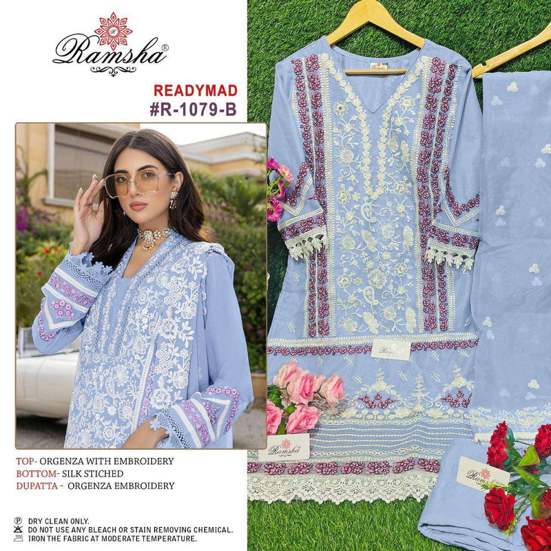 Ramsha R 1079 Organza Embroidery Party Weare Pret Suit Collection