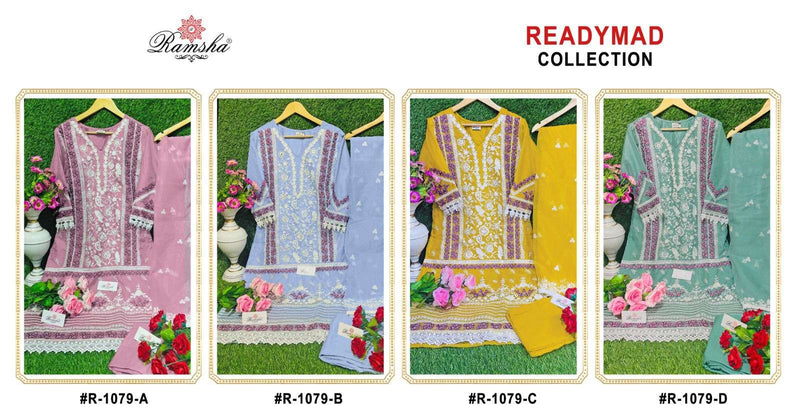 Ramsha R 1079 Organza Embroidery Party Weare Pret Suit Collection