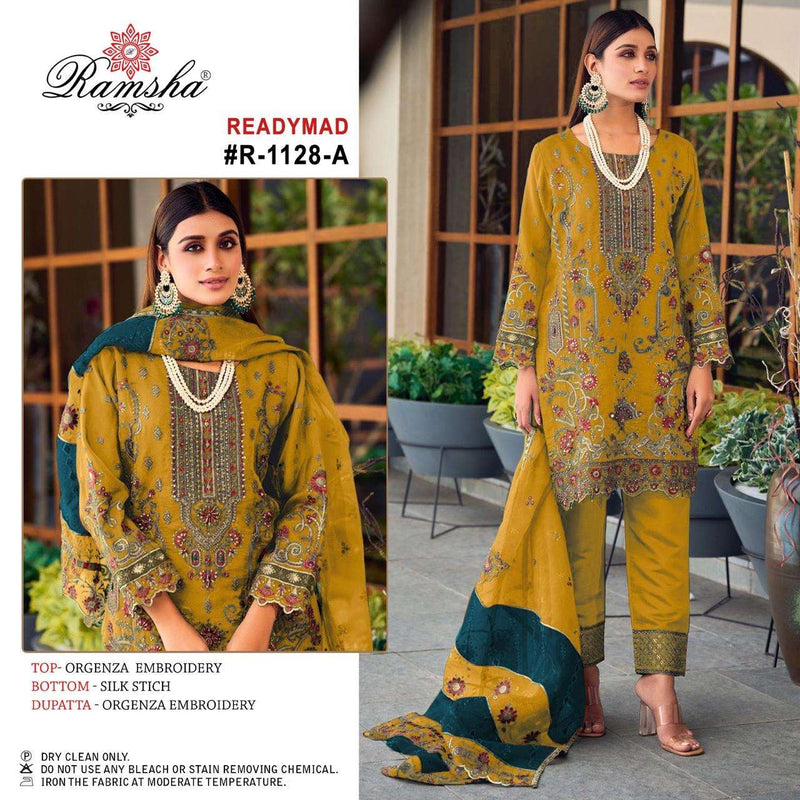 Ramsha R 1128 Organza Embroidery Party Wear Pret Suit