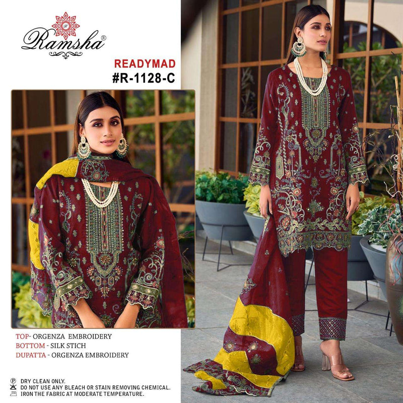 Ramsha R 1128 Organza Embroidery Party Wear Pret Suit