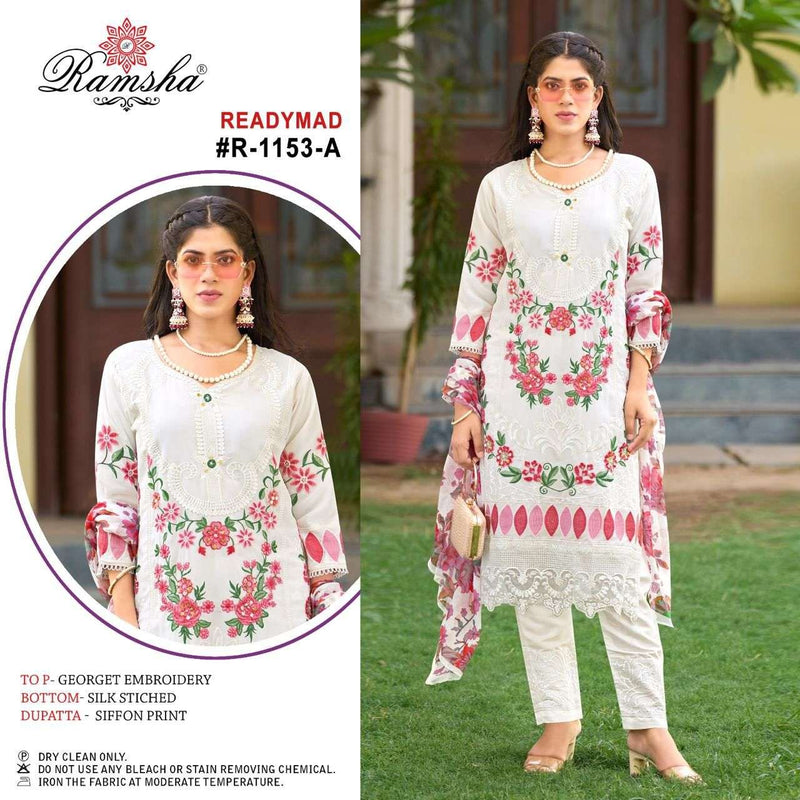 Ramsha R 1153 Georgette Embroidery Pret Kurti Set