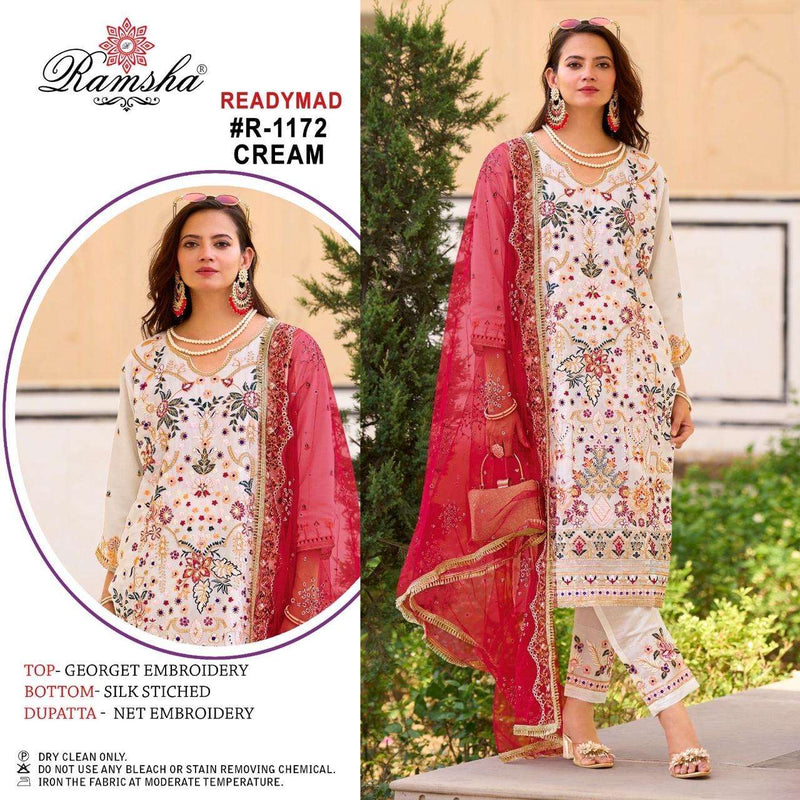 Ramsha R 1172 Georgette Embroidery Designer Pakistani Readymade Pret Kurti Set