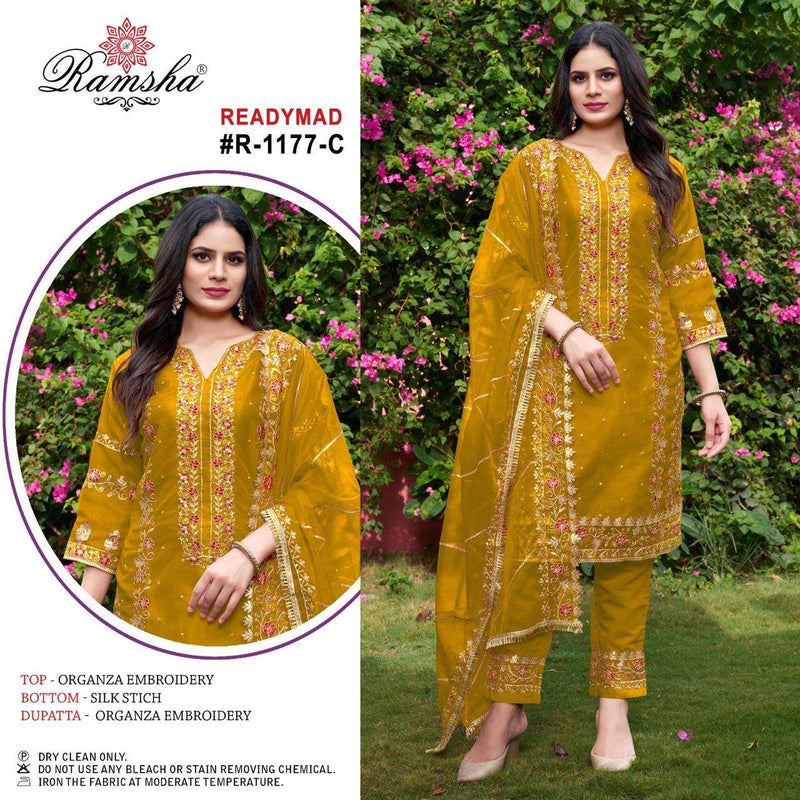 Ramsha R 1177 Organza Embroidery Designer Pakistani Pret Kurti Set