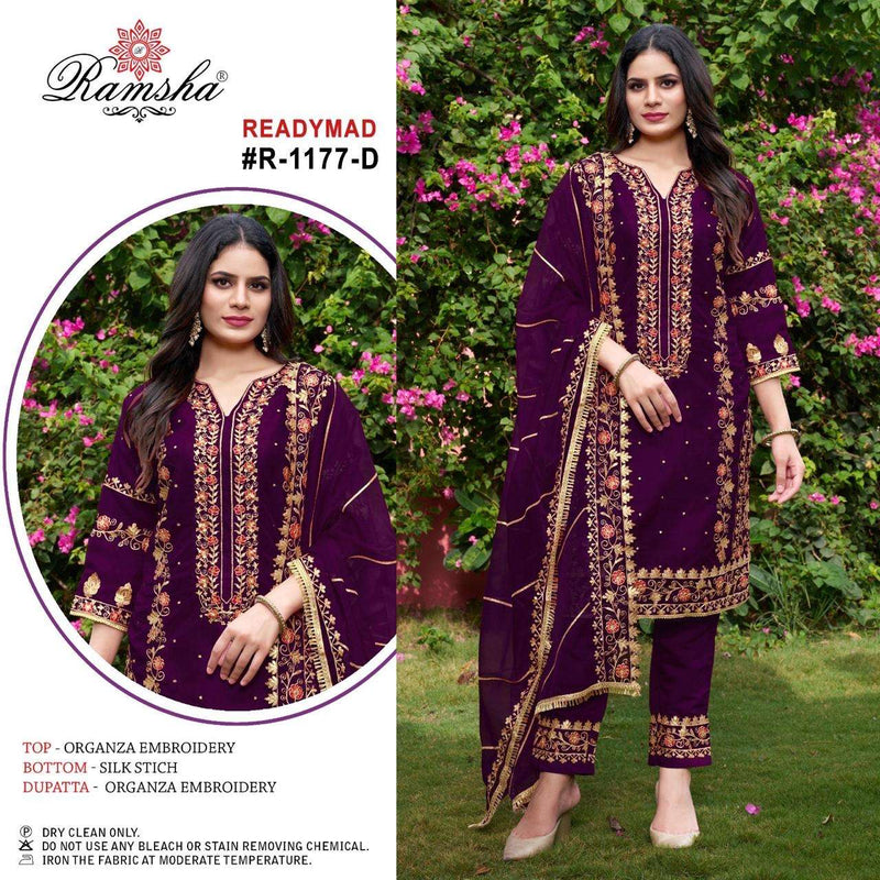 Ramsha R 1177 Organza Embroidery Designer Pakistani Pret Kurti Set