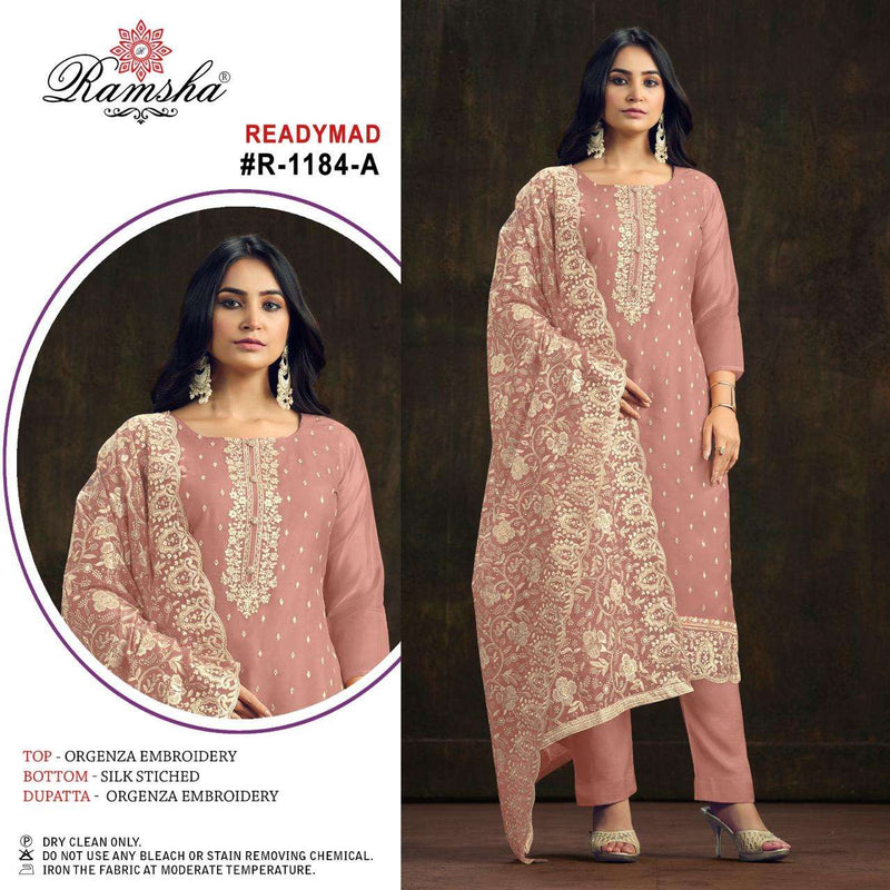 Ramsha R 1184 Organza Embroidery Party Wear Pret Suit Collection