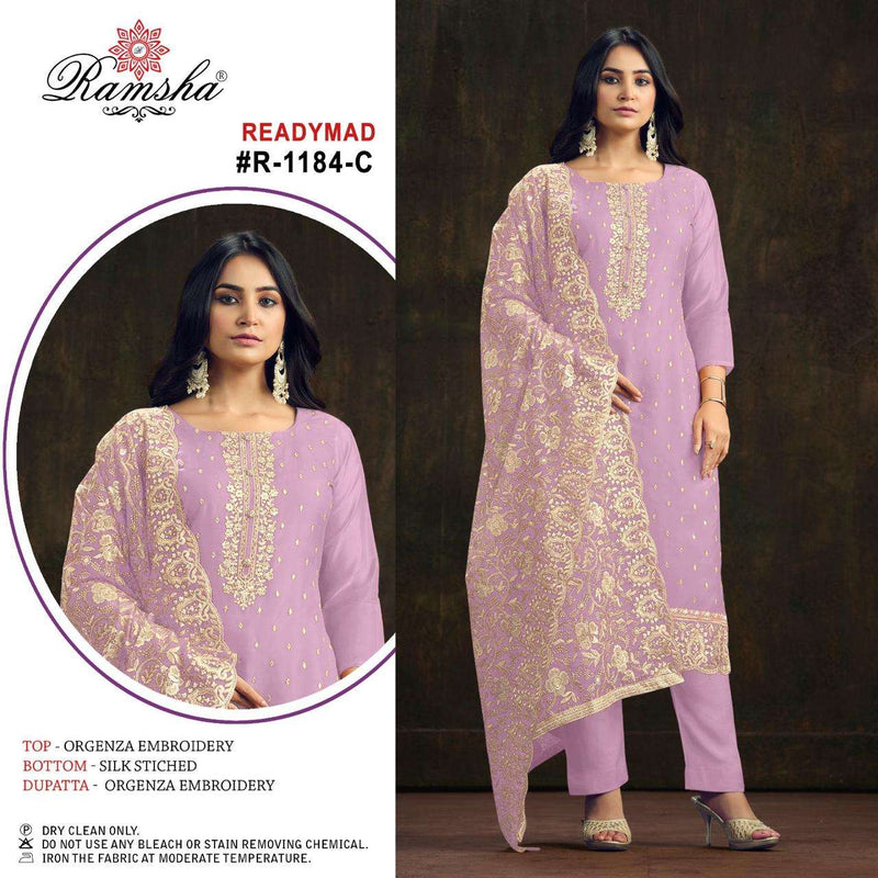 Ramsha R 1184 Organza Embroidery Party Wear Pret Suit Collection