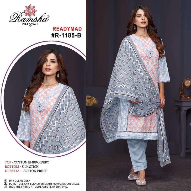 Ramsha R 1185 Cotton Embroidery Designer Party Wear Pret Suit