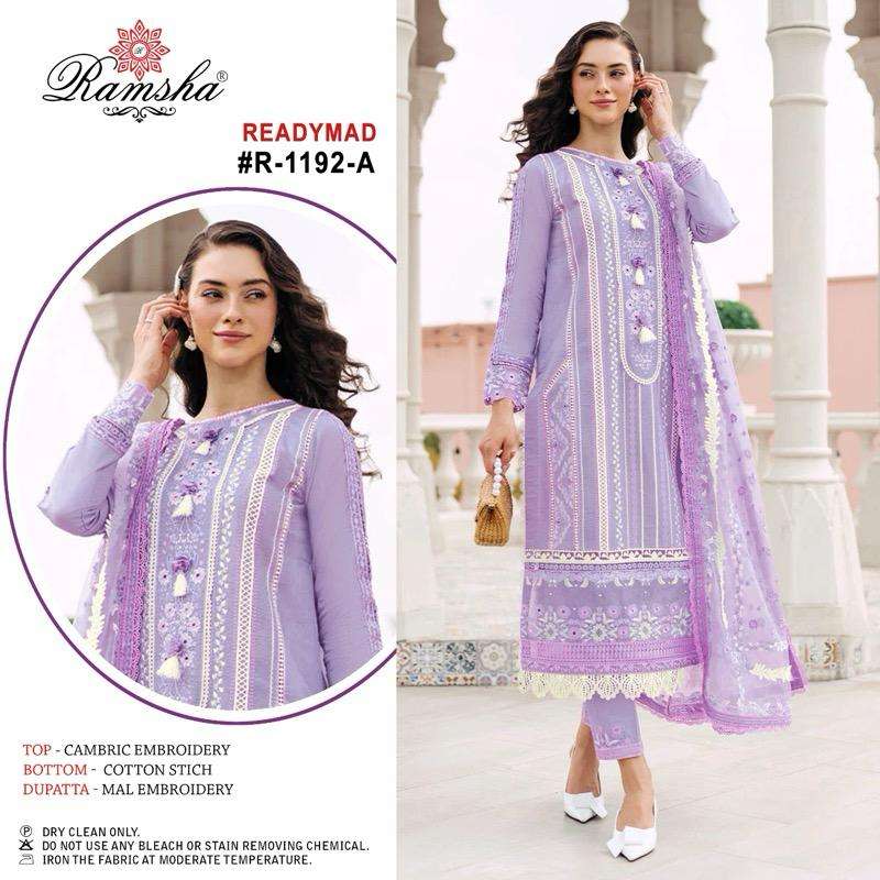 Ramsha R 1192 Cambric Cotton Pret Kurti Collection