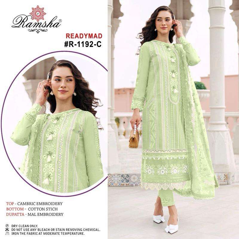 Ramsha R 1192 Cambric Cotton Pret Kurti Collection