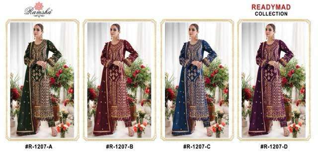 Ramsha R 1207 Velvet Pakistani Style Pret Kurti Pant Dupatta Set