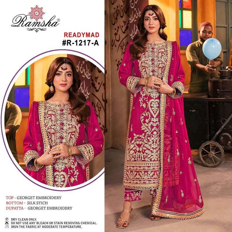 Ramsha R 1217 Georgette Heavy Embroidery Designer Pret Suit Collection