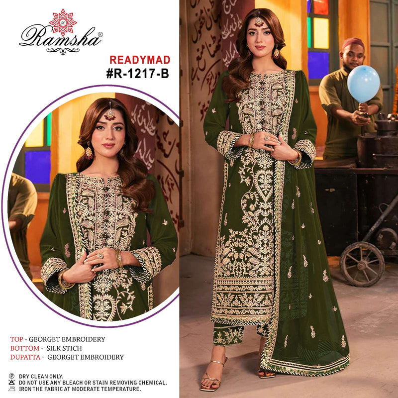 Ramsha R 1217 Georgette Heavy Embroidery Designer Pret Suit Collection