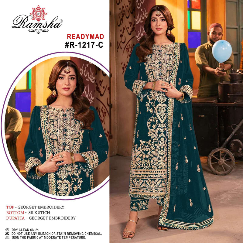 Ramsha R 1217 Georgette Heavy Embroidery Designer Pret Suit Collection