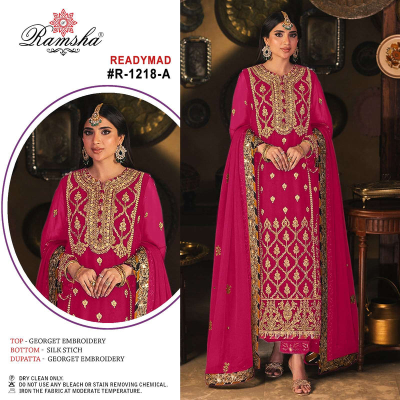 Ramsha R 1218 Georgette Heavy Embroidery Pret Suit Collection