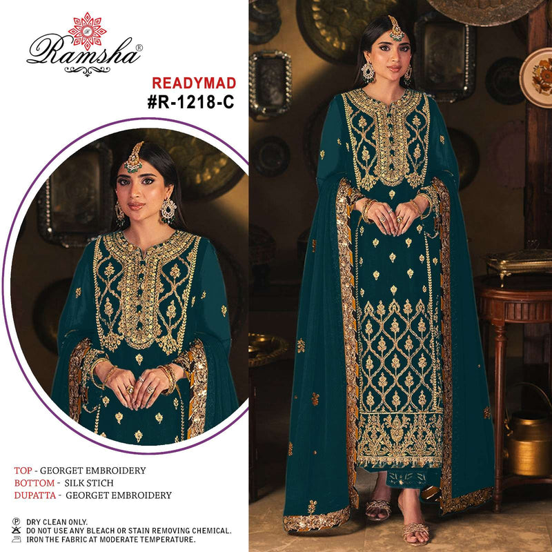 Ramsha R 1218 Georgette Heavy Embroidery Pret Suit Collection