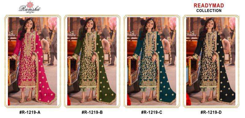 Ramsha R 1219 Georgette Heavy Embroidery Party Wear Pret Kurti Pant Dupatta Set