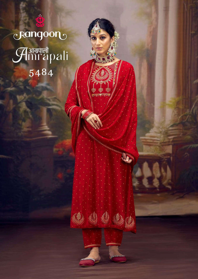 Rangoon Amrapali Silk  Fancy Embroidery Work Festival Wear Anarkali Style Suit