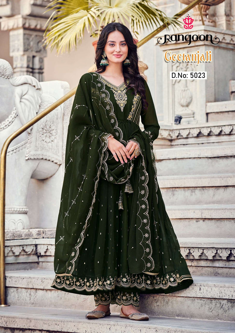 Rangoon Geetanjali Silk Fancy Embroidery Work Designer Party Wear Anarkali Suit