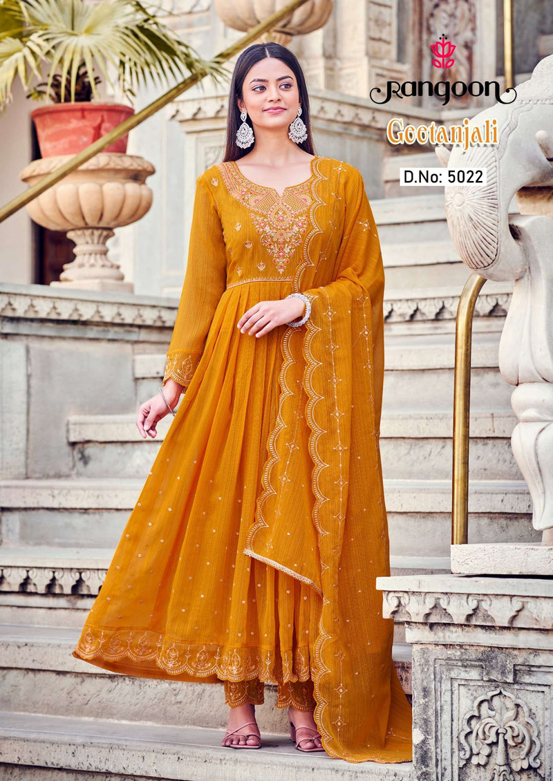 Rangoon Geetanjali Silk Fancy Embroidery Work Designer Party Wear Anarkali Suit