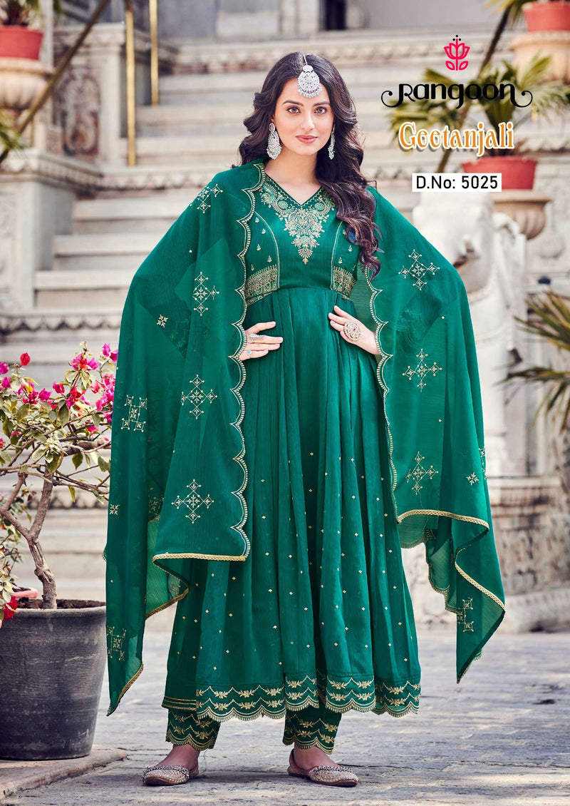 Rangoon Geetanjali Silk Fancy Embroidery Work Designer Party Wear Anarkali Suit