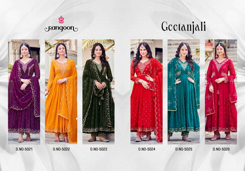 Rangoon Geetanjali Silk Fancy Embroidery Work Designer Party Wear Anarkali Suit