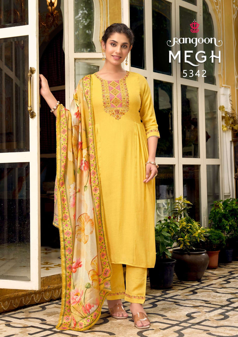 Rangoon Megh Viscose With Fancy Work Kurti Dupatta Set For Festival Wear