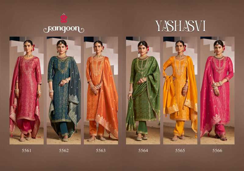 Rangoon Yashasvi Viscose Jacquard Festiv Wear Kurti Pant Dupatta Set